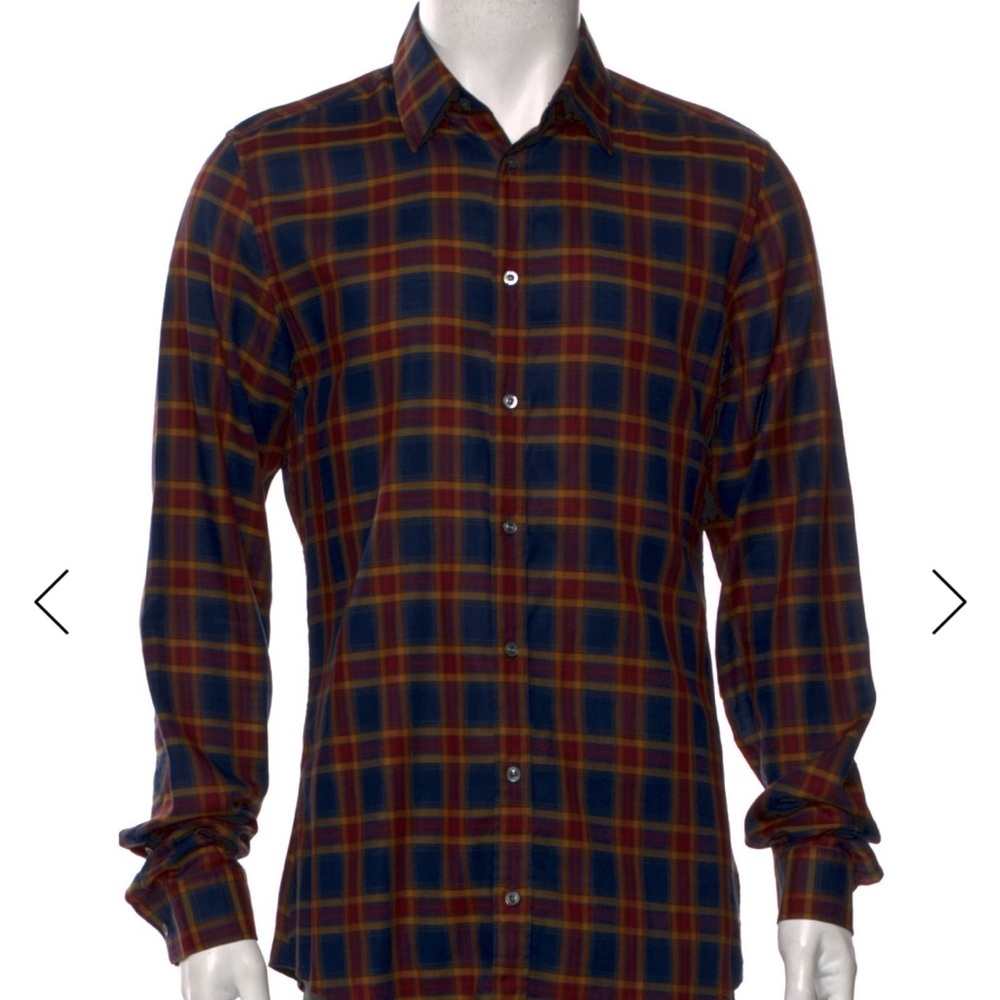 Gucci Plaid Cotton Shirt (Men’s Small)